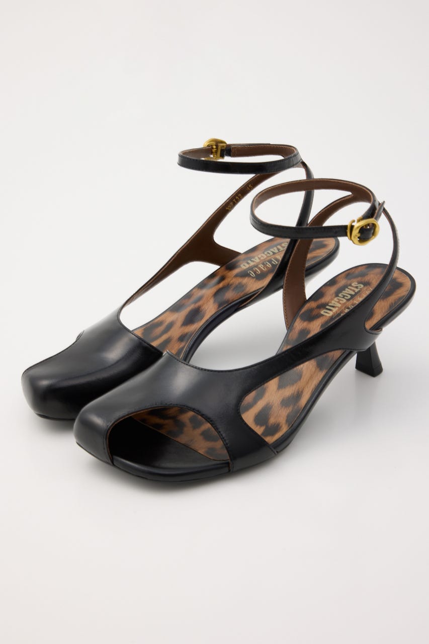 ポイントレオパードモードサンダル BLK 23.5cm