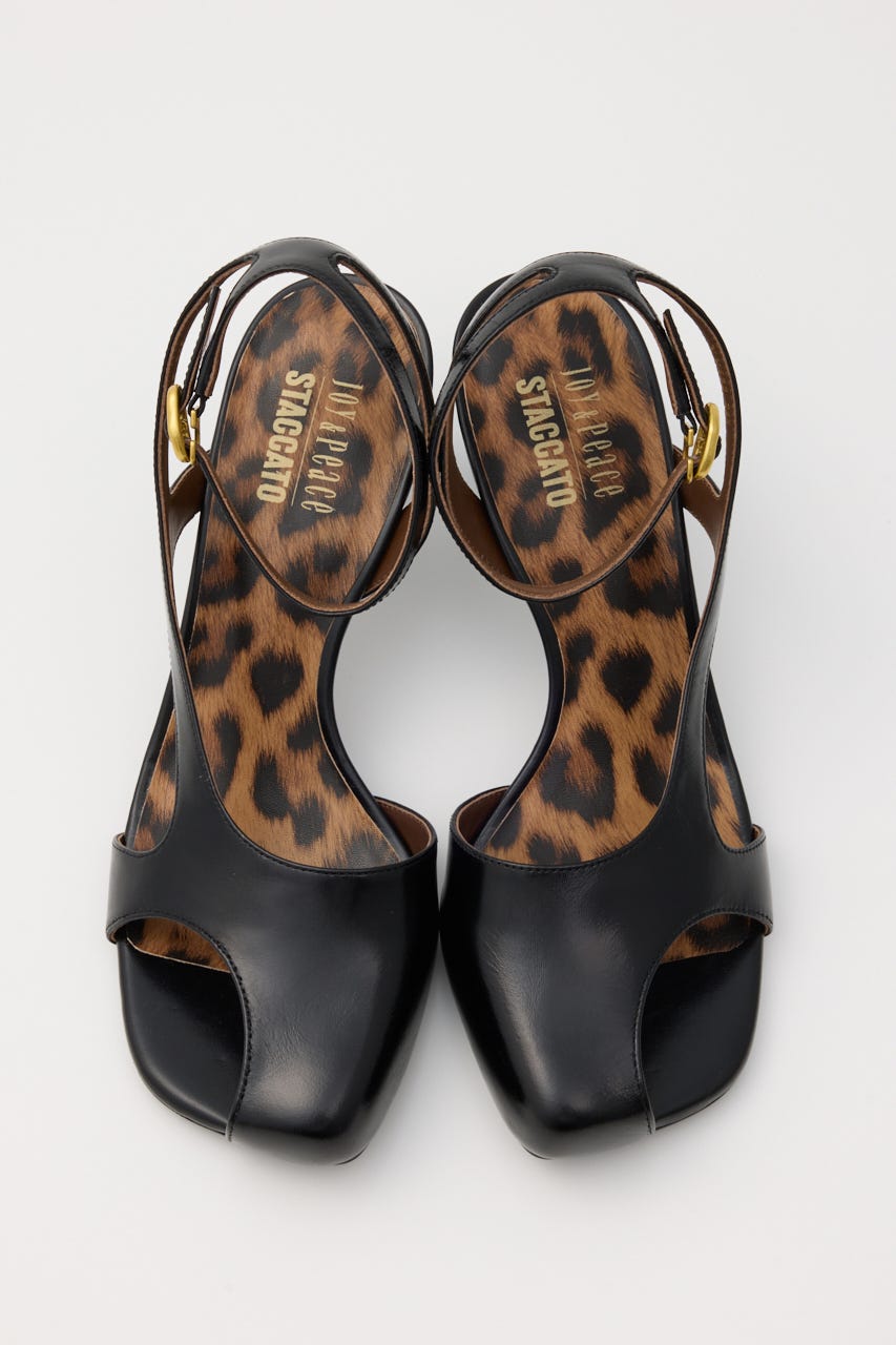 ポイントレオパードモードサンダル BLK 23.5cm