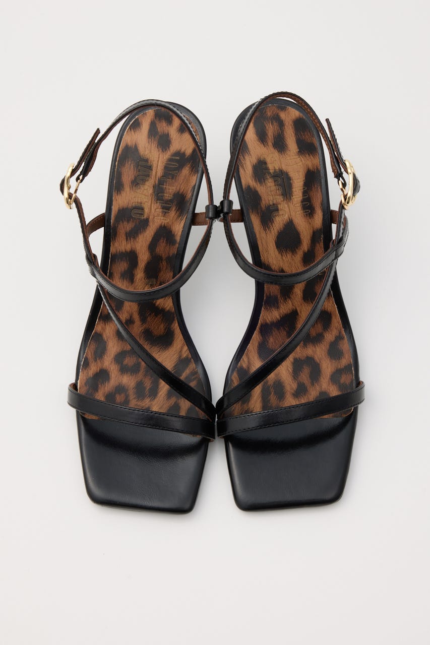 ポイントレオパードスリングサンダル BLK 24.5cm