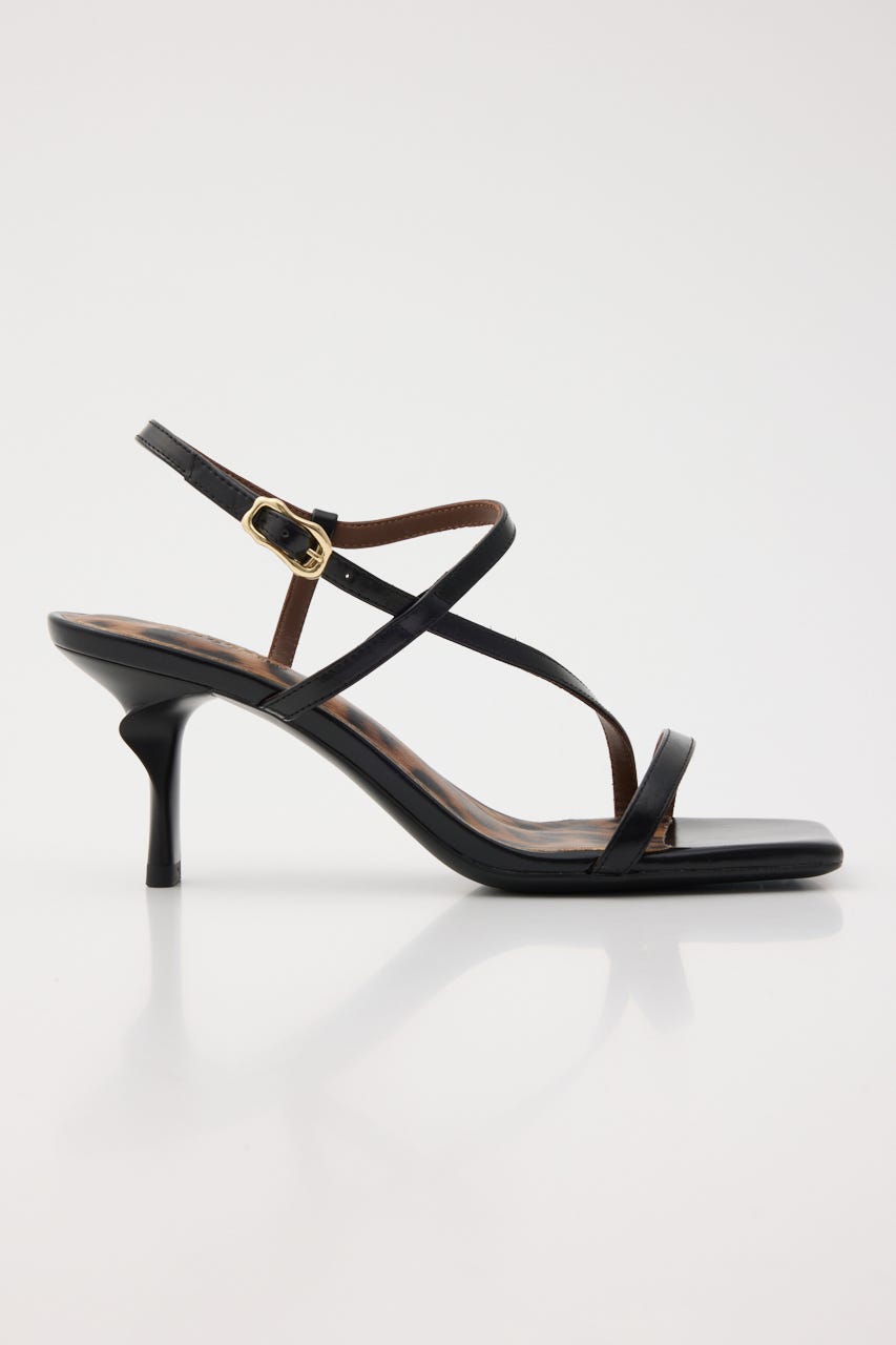 ポイントレオパードスリングサンダル BLK 24.5cm