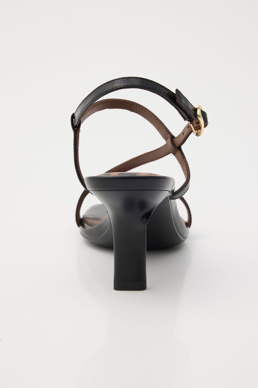 ポイントレオパードスリングサンダル BLK 24.5cm