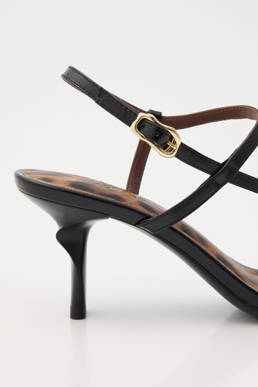 ポイントレオパードスリングサンダル BLK 24.5cm