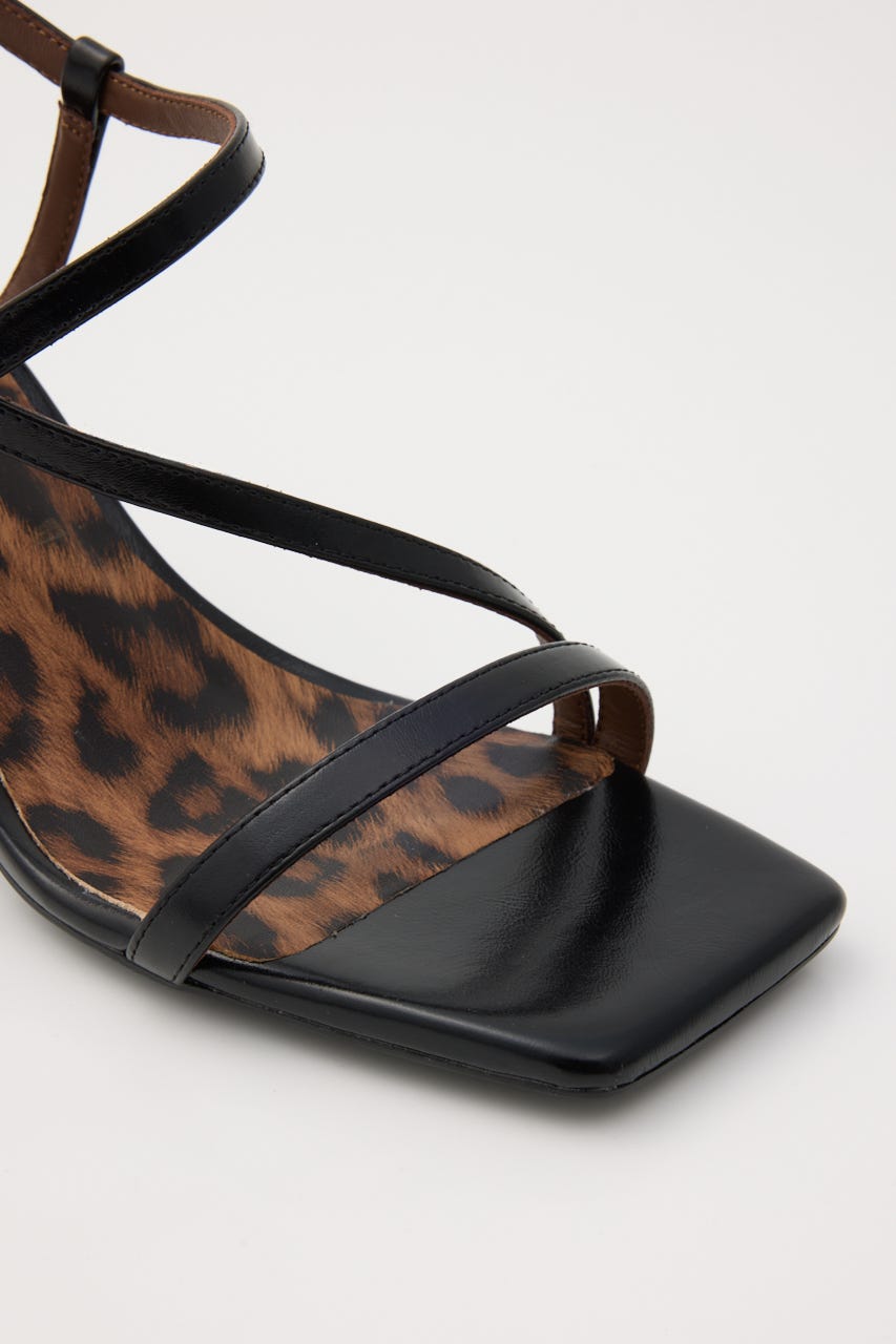 ポイントレオパードスリングサンダル BLK 24.5cm