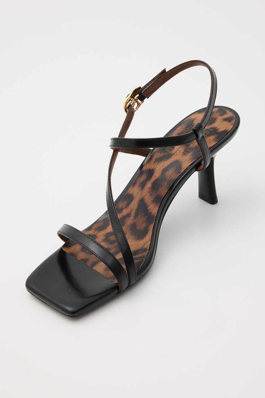 ポイントレオパードスリングサンダル BLK 24.5cm