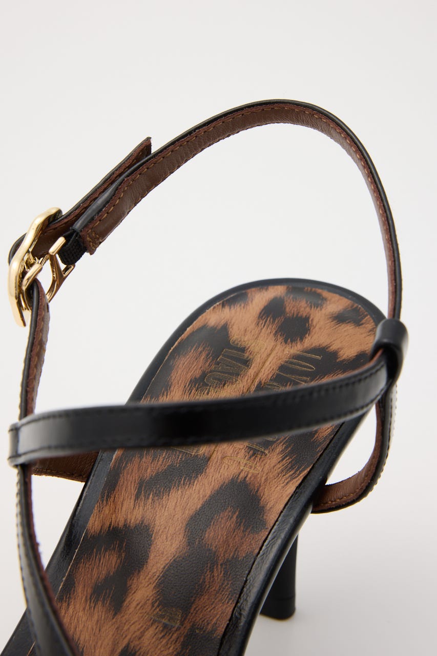 ポイントレオパードスリングサンダル BLK 24.5cm