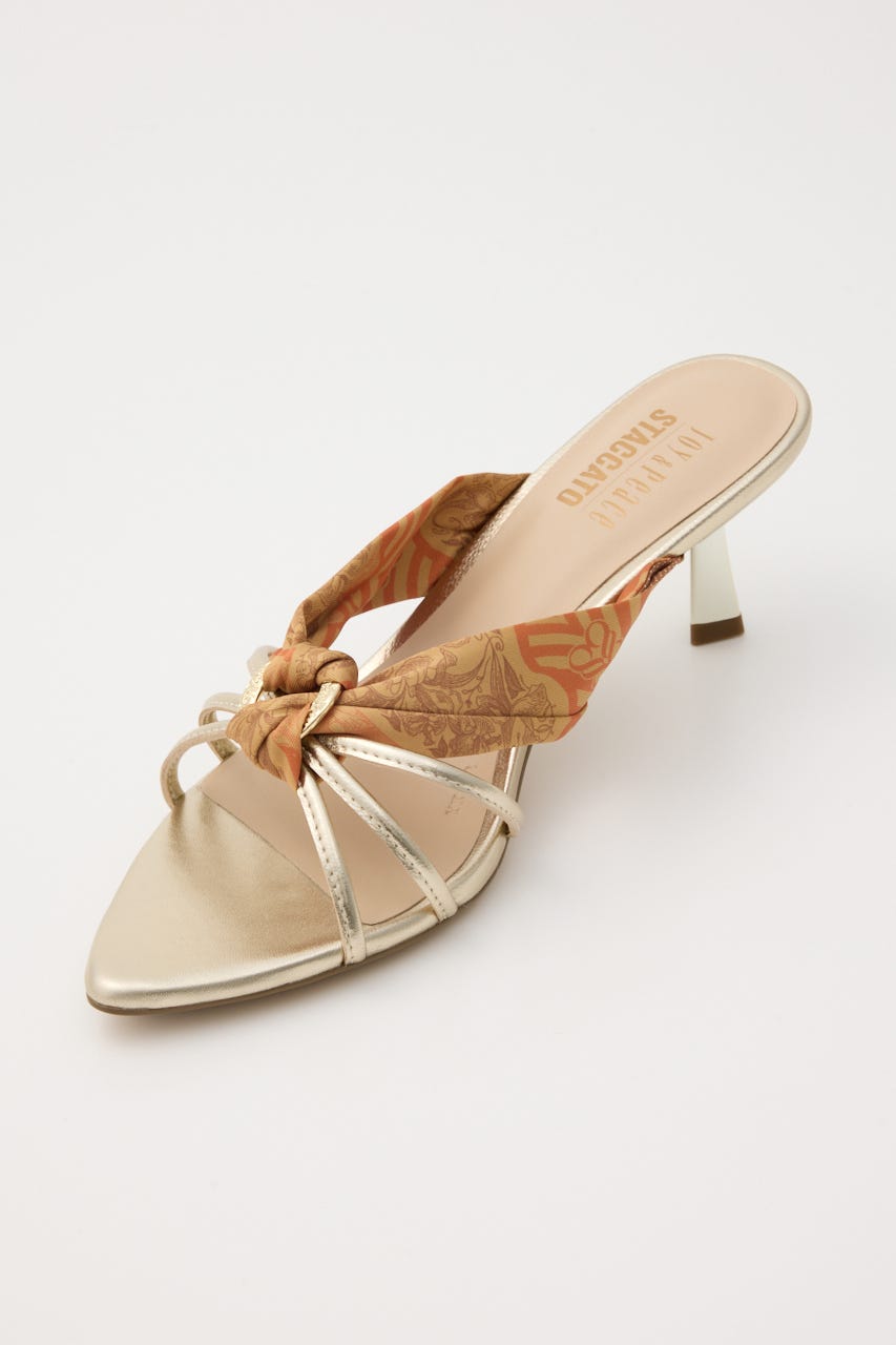 STACCATO メタリック シルバー ビジュー付き ミュール 22.5cm