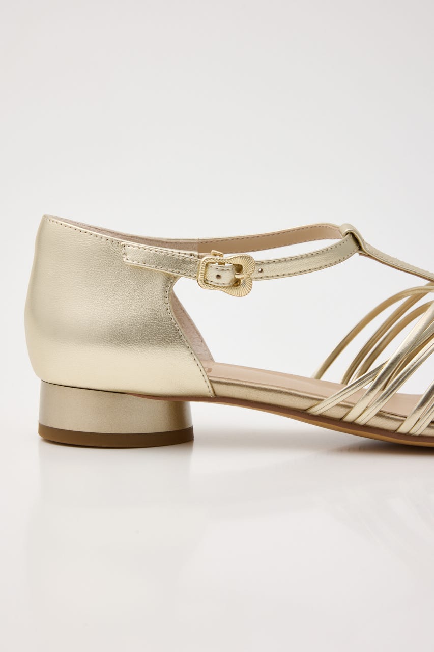 Tストラップフィッシュボーンシューズ GLD 24.0cm