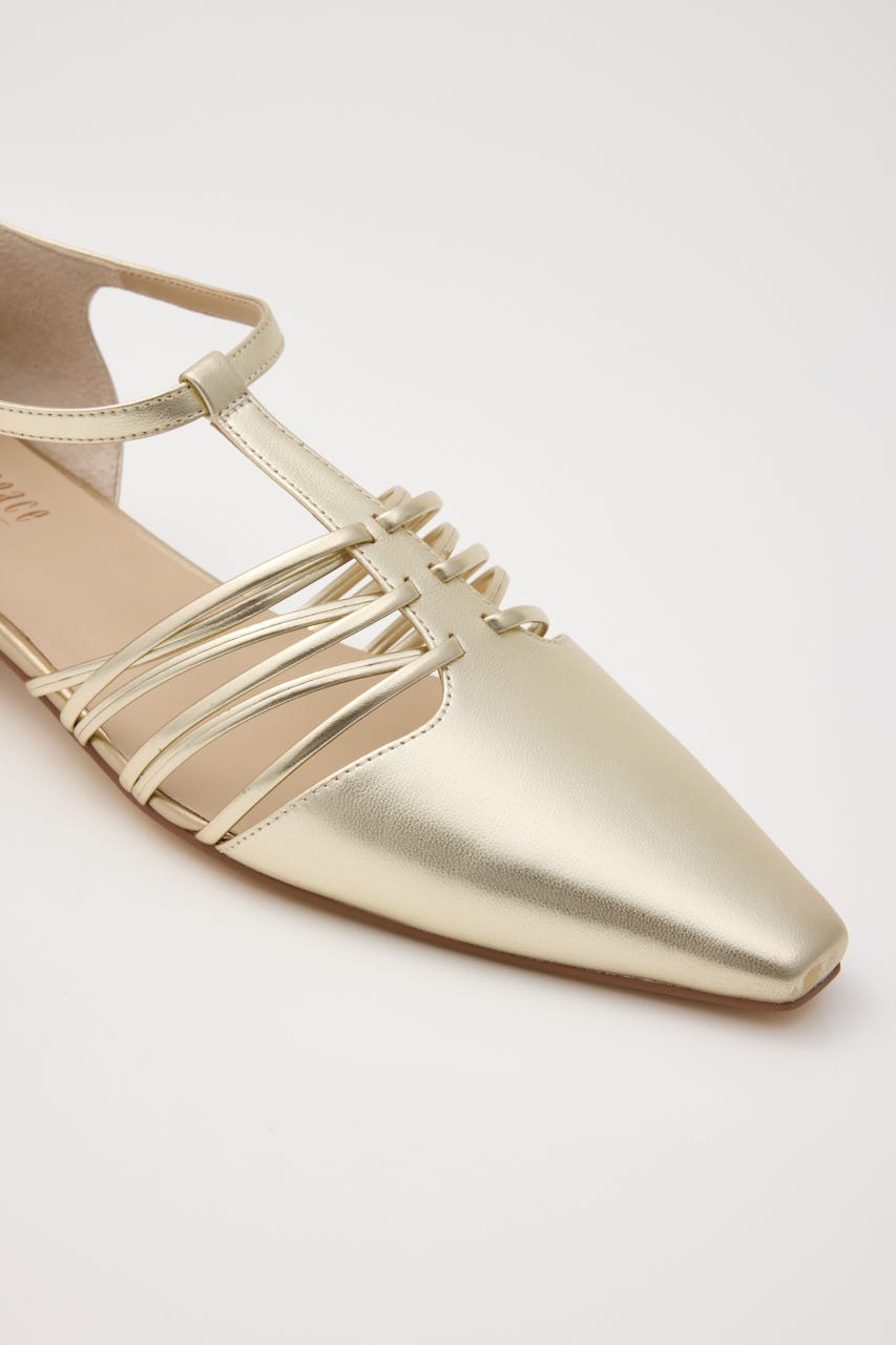 Tストラップフィッシュボーンシューズ GLD 24.0cm