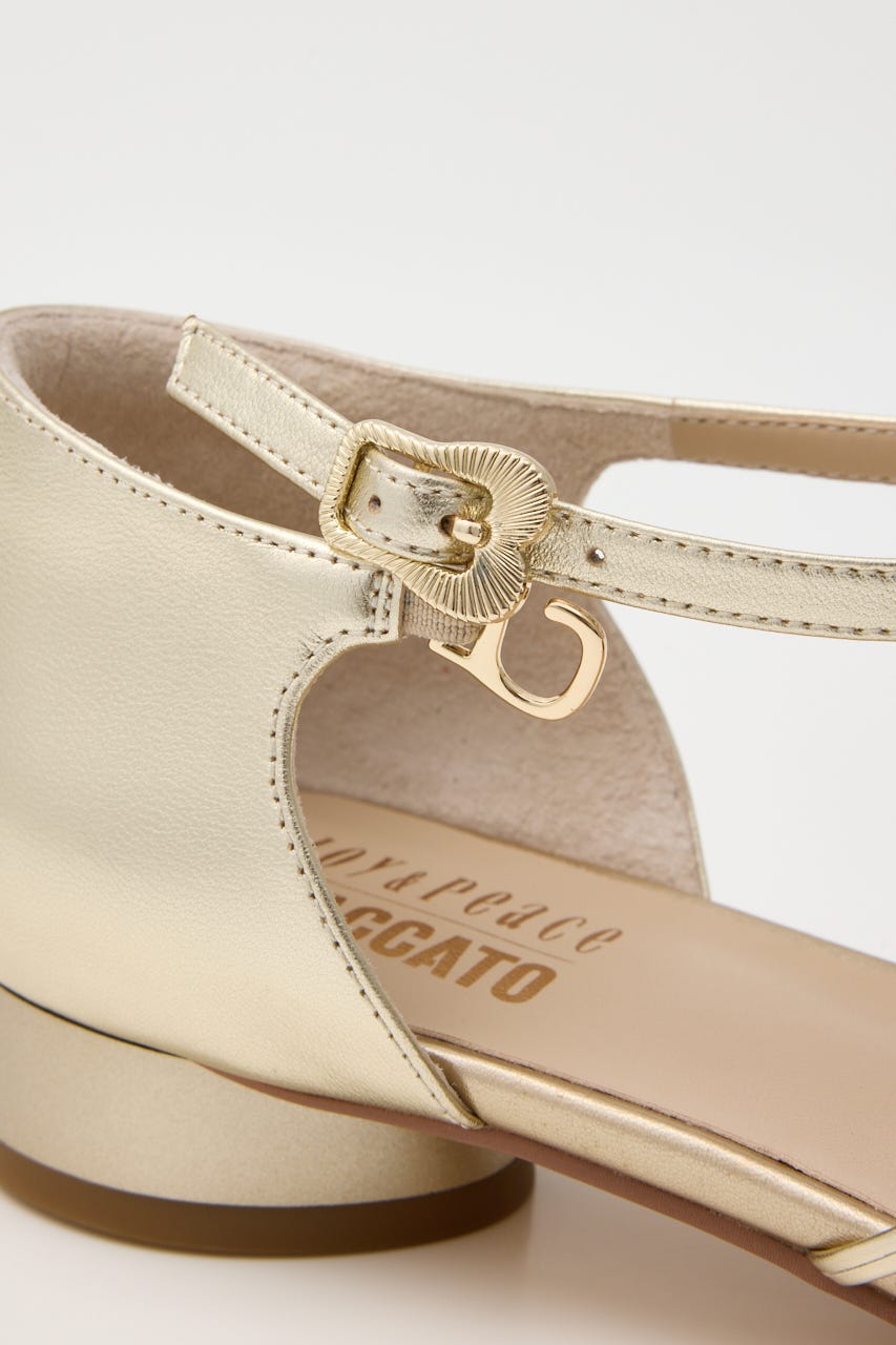 Tストラップフィッシュボーンシューズ GLD 24.0cm