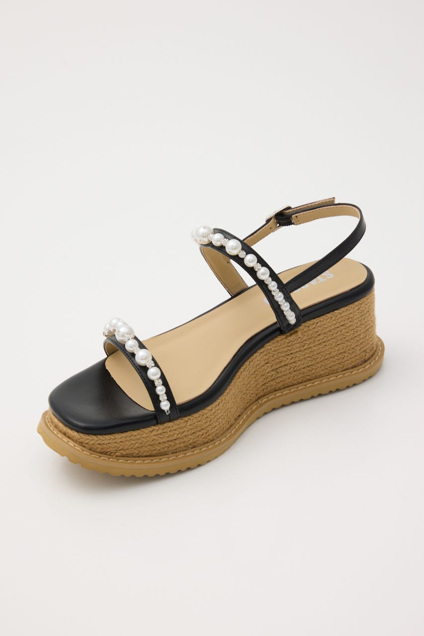 ミニマルパールジュートサンダル BLK 22.5cm