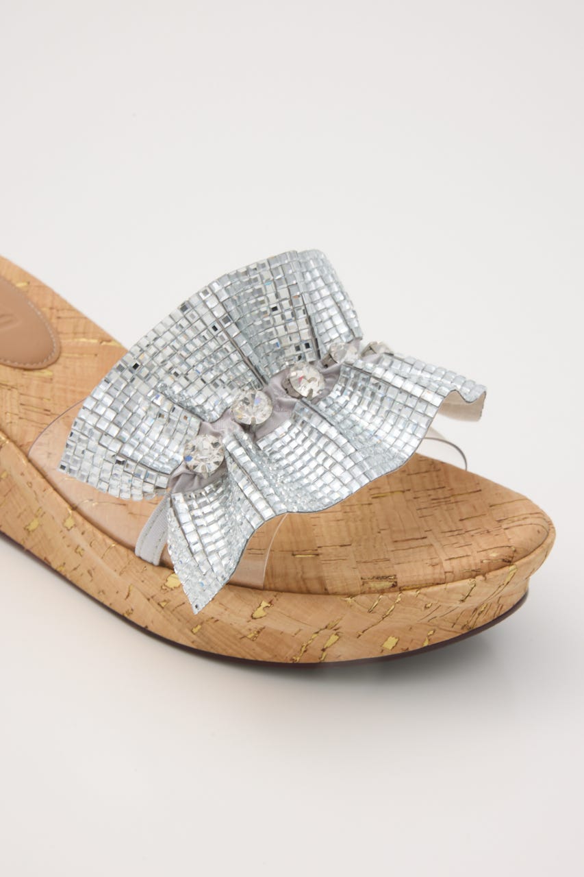 STACCATO | ラッフルストーンコルクプラットフォーム (サンダル