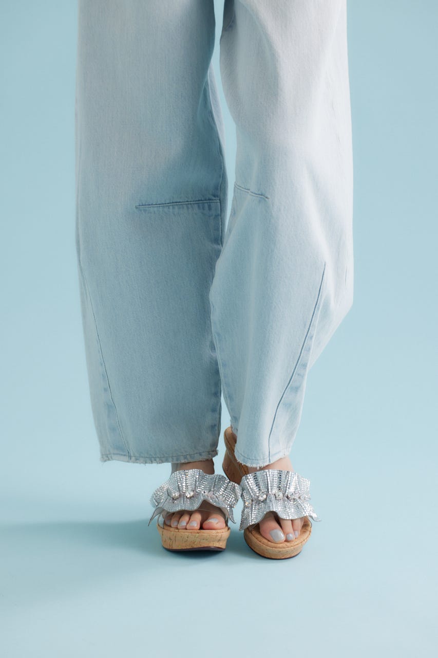 ラッフルストーンコルクプラットフォーム SLV 23.5cm