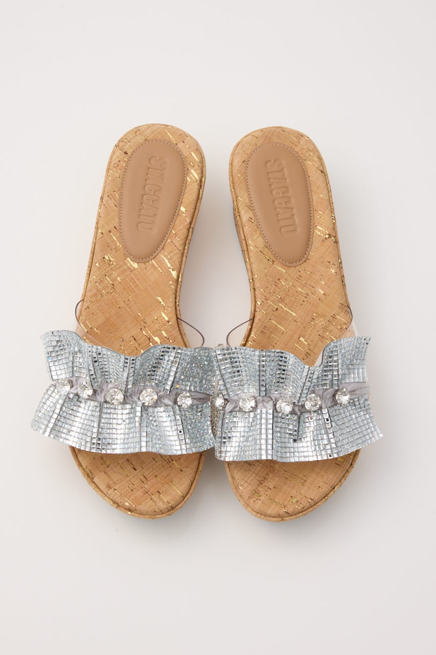 STACCATO | ラッフルストーンコルクプラットフォーム (サンダル