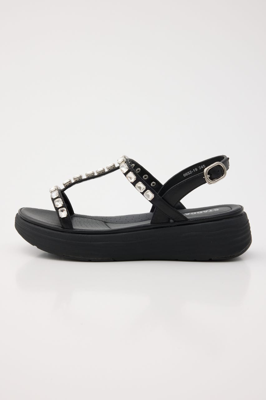 BIGストーンソフティーコンフォートサンダル BLK 23.5cm
