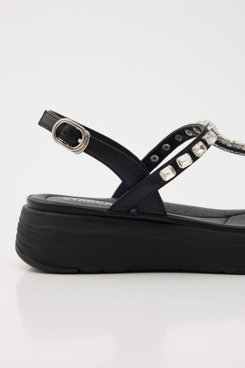 BIGストーンソフティーコンフォートサンダル BLK 23.5cm