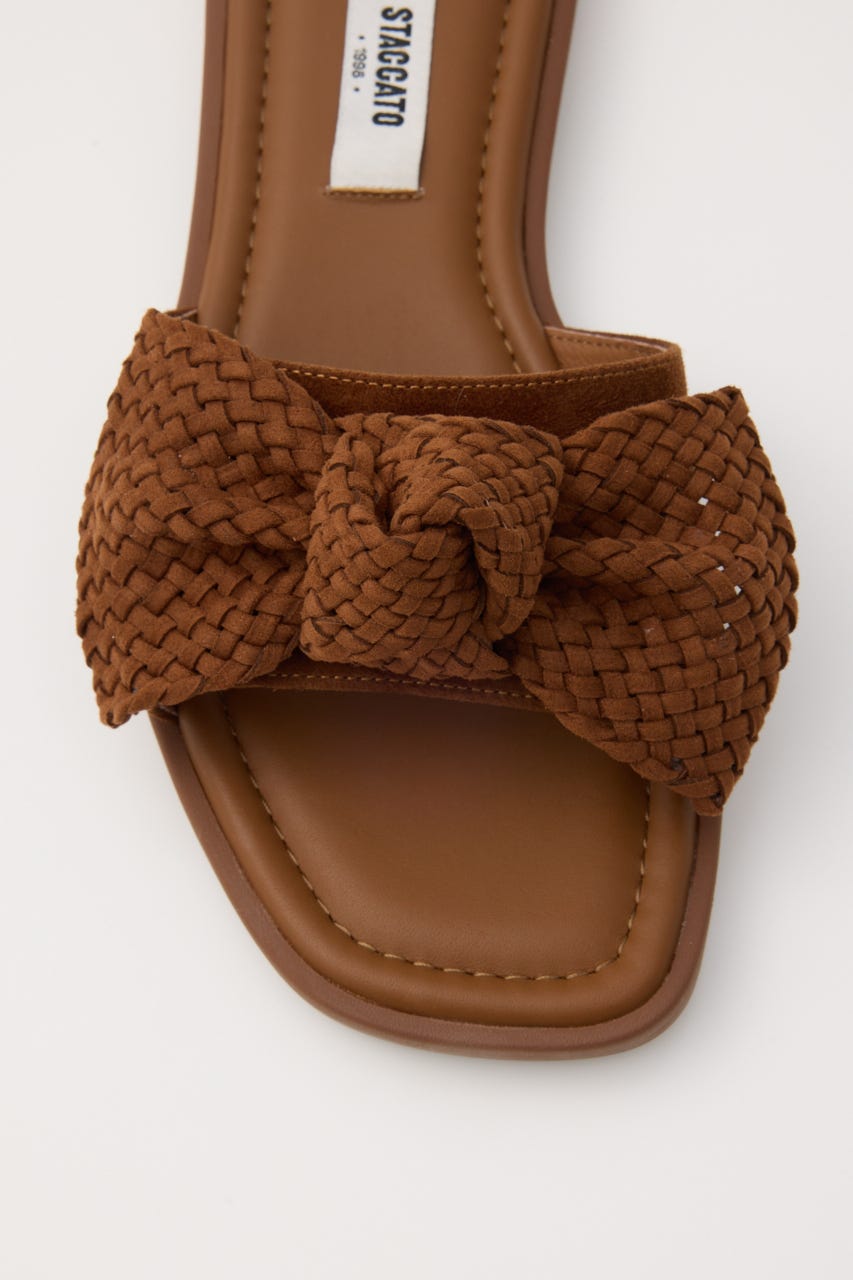 BIGリボンイントレチャートフラット D/BRN 24.5cm