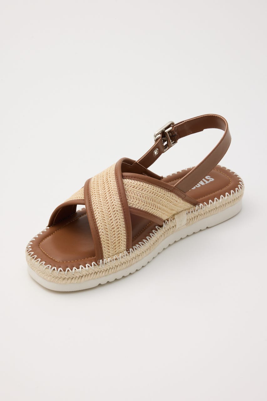 MARNI ARAS 23 クリスクロスプラットフォームウェッジサンダル ブラウン レザー製クリスクロスサンダル | Marni