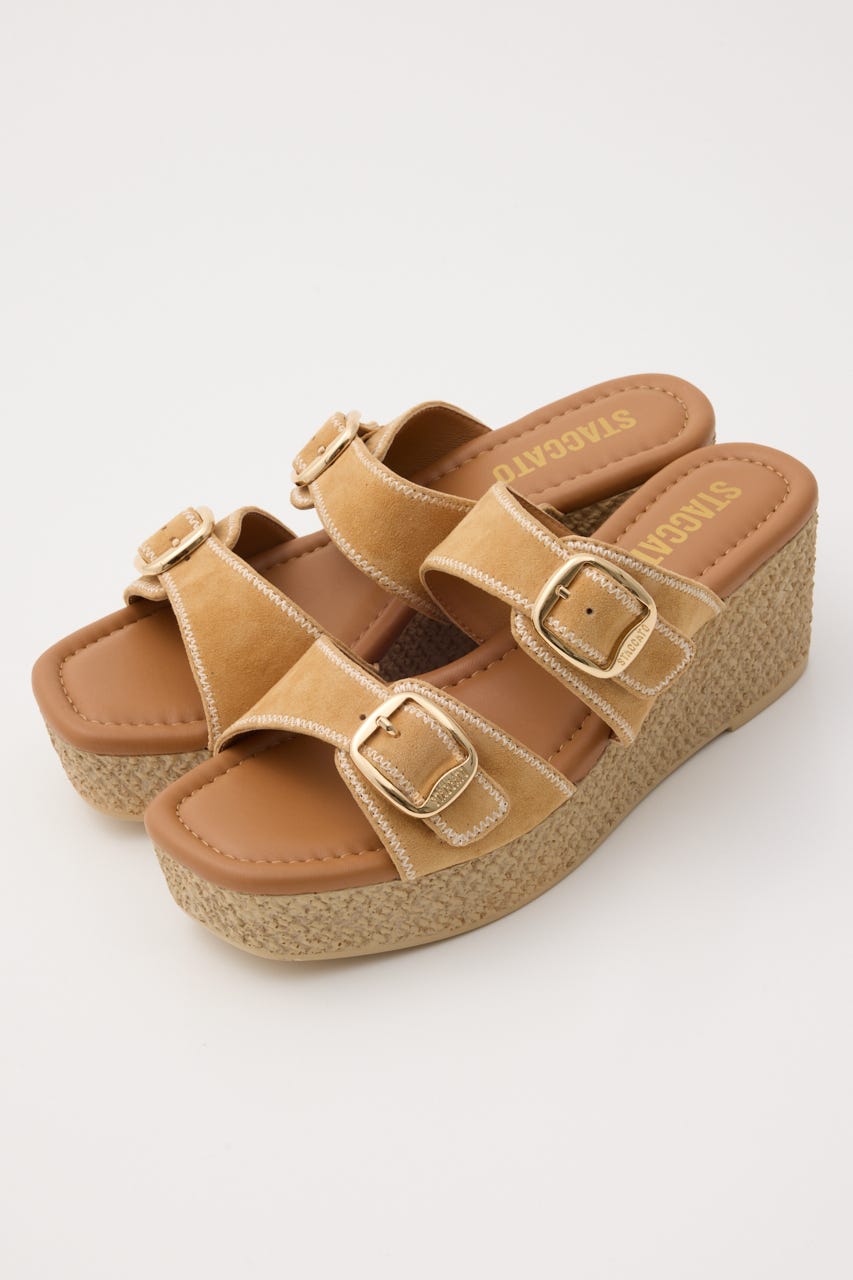 STACCATO メタリック シルバー ビジュー付き ミュール 22.5cm