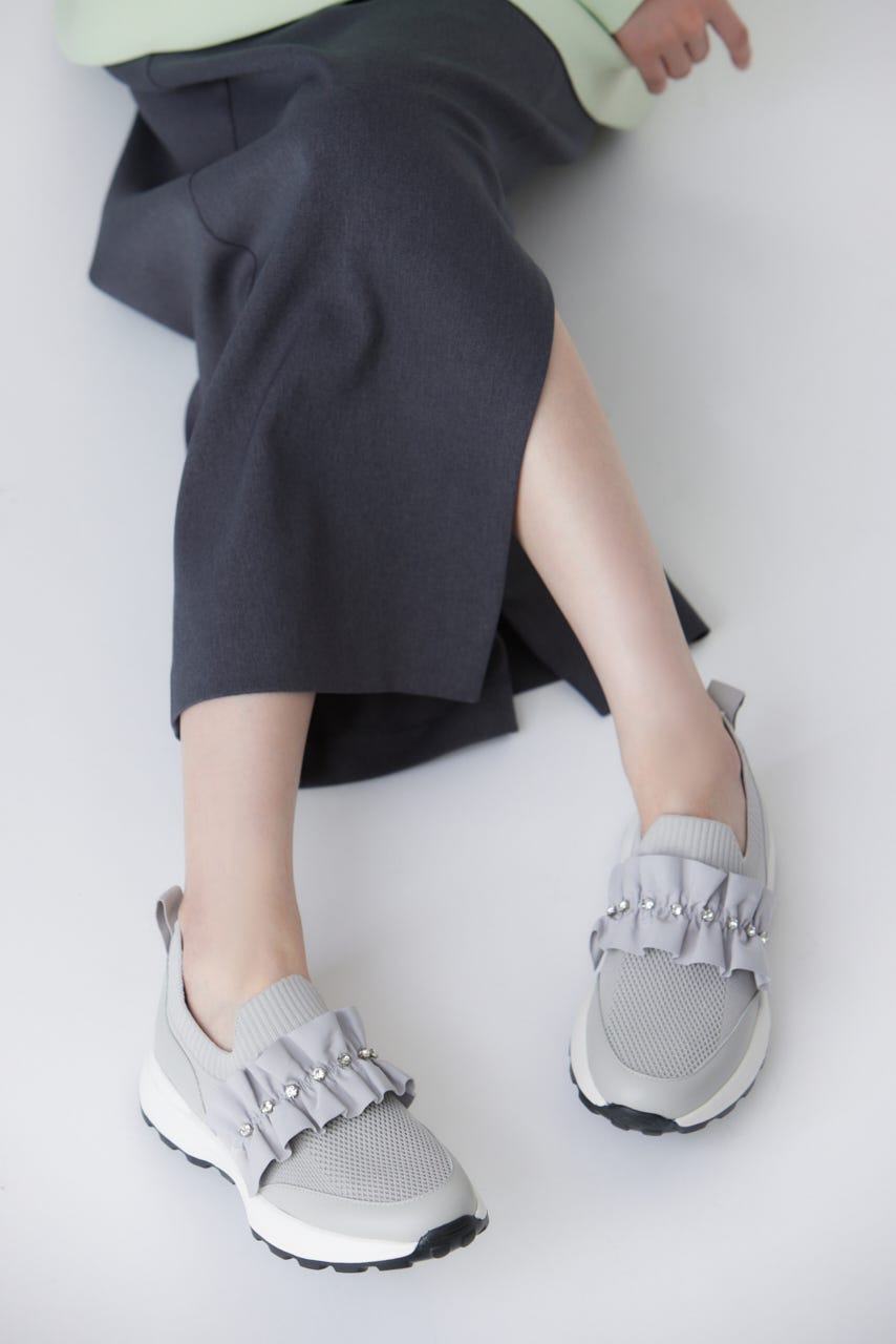 ラッフルニットコンビスリッポン GRY 23.5cm