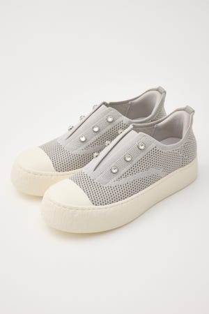 ★美品 STACCATO スリッポン パール プラットフォーム 厚底 本革 22 STACCATO | レースアップミニマルパールスリッポン (スリッポン