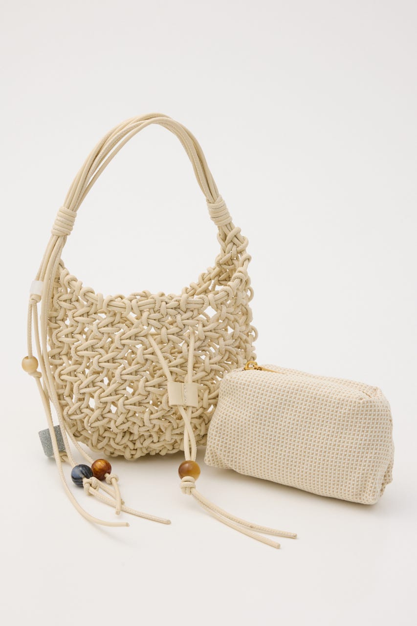 ストロー2wayハンドバッグ ECRU FREE