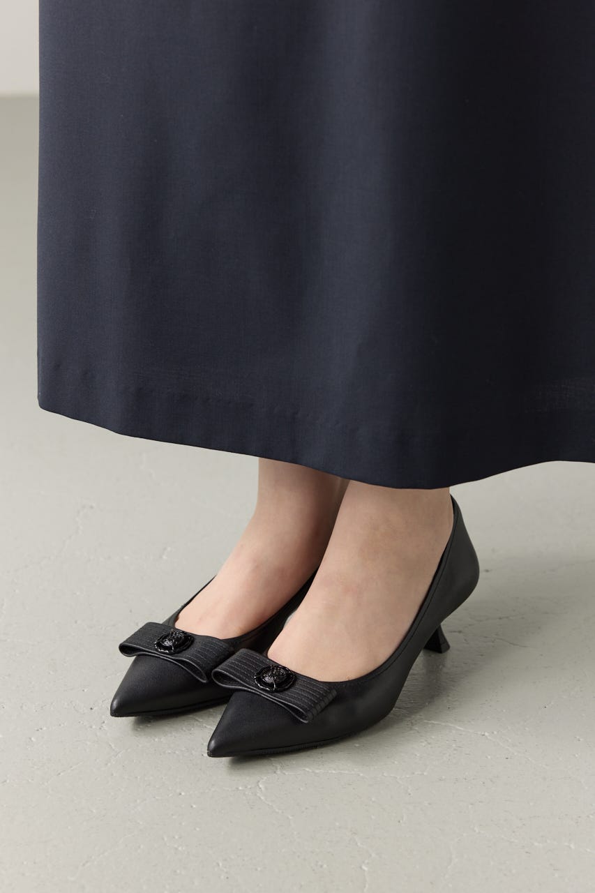 ラニーキトゥンヒールパンプス BLK 24.0cm