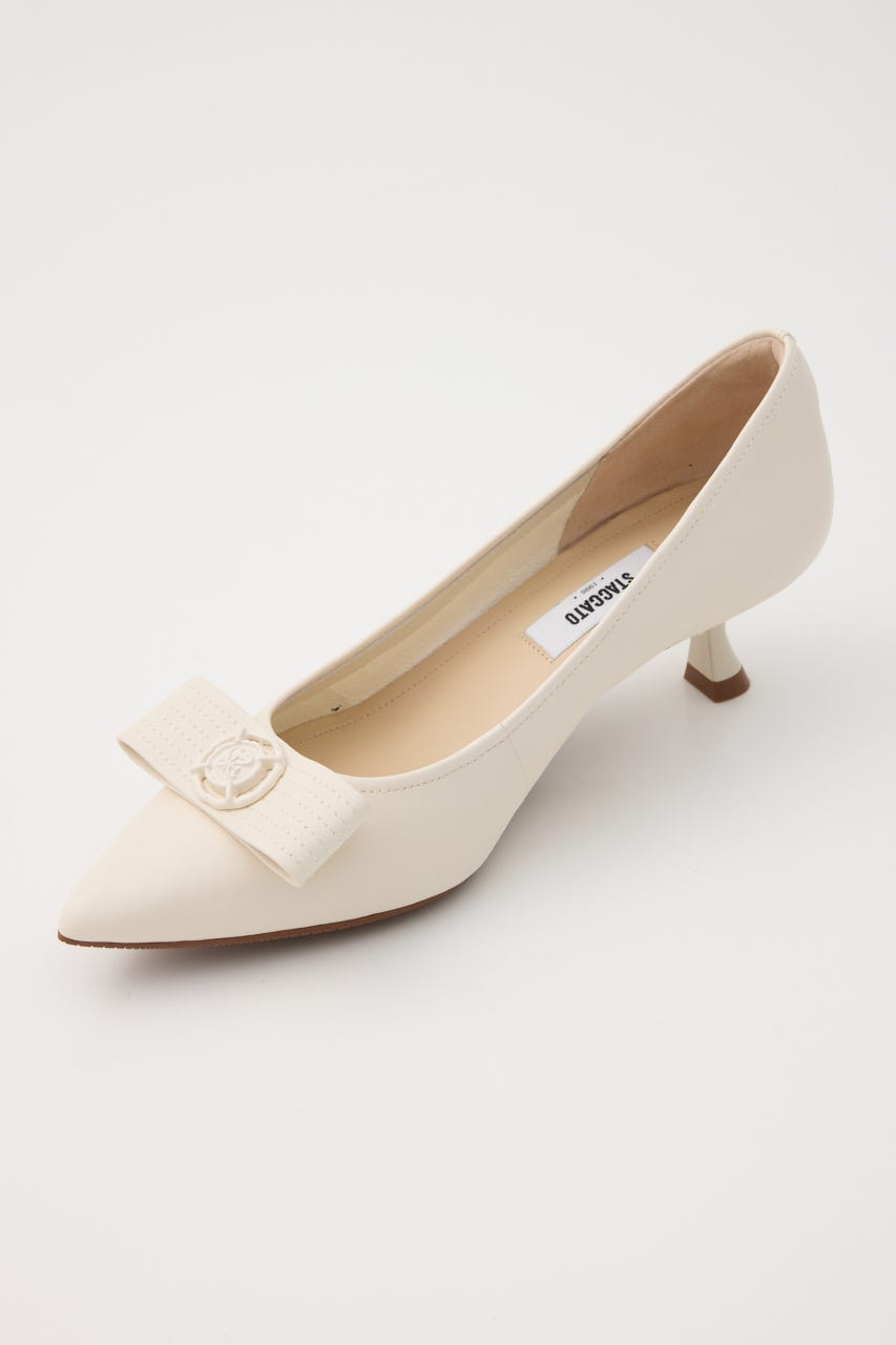 ラニーキトゥンヒールパンプス WHT 23.0cm