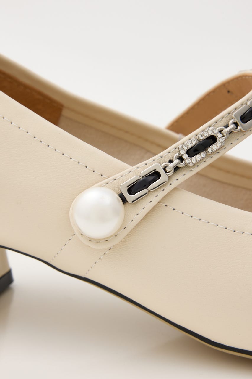 メゾンローヒールライトパンプス 柄WHT 22.0cm