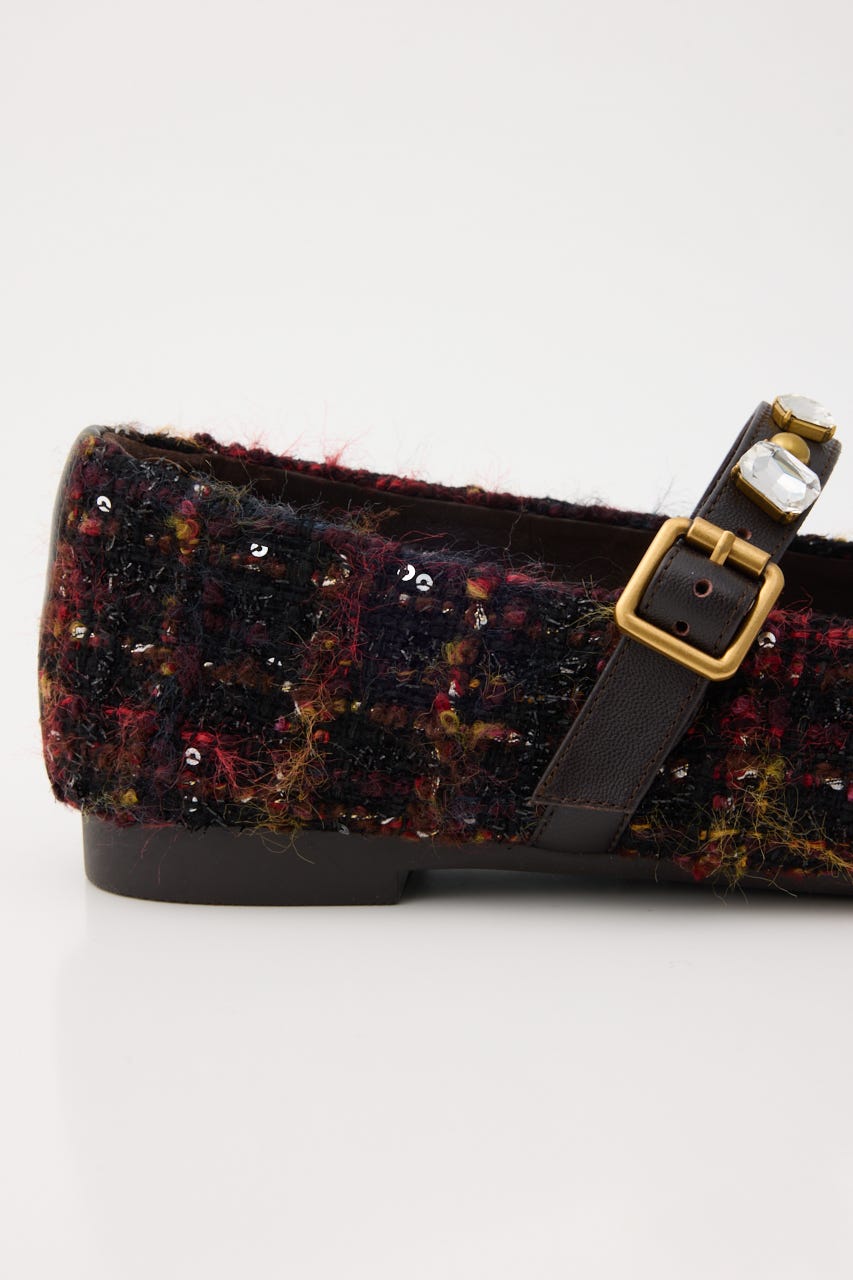 ヒメナMIXツイードフラットシューズ M/RED 23.5cm