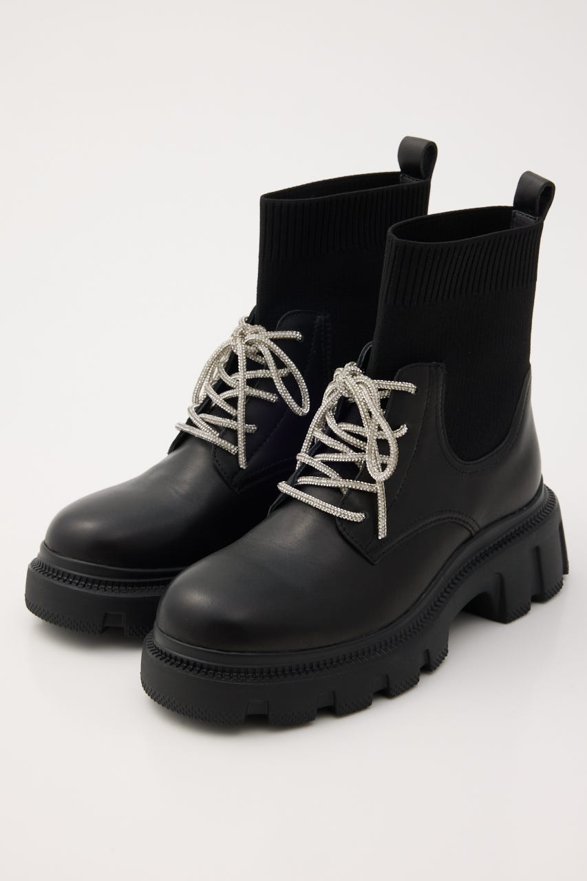 ドルチェニットコンビライトソールブーツ BLK 22.5cm