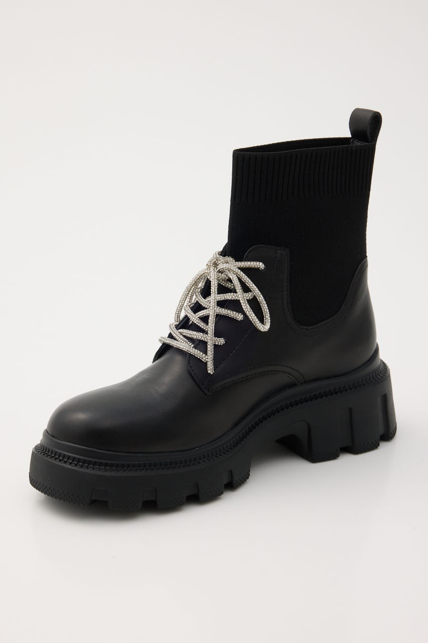 ドルチェニットコンビライトソールブーツ BLK 22.5cm