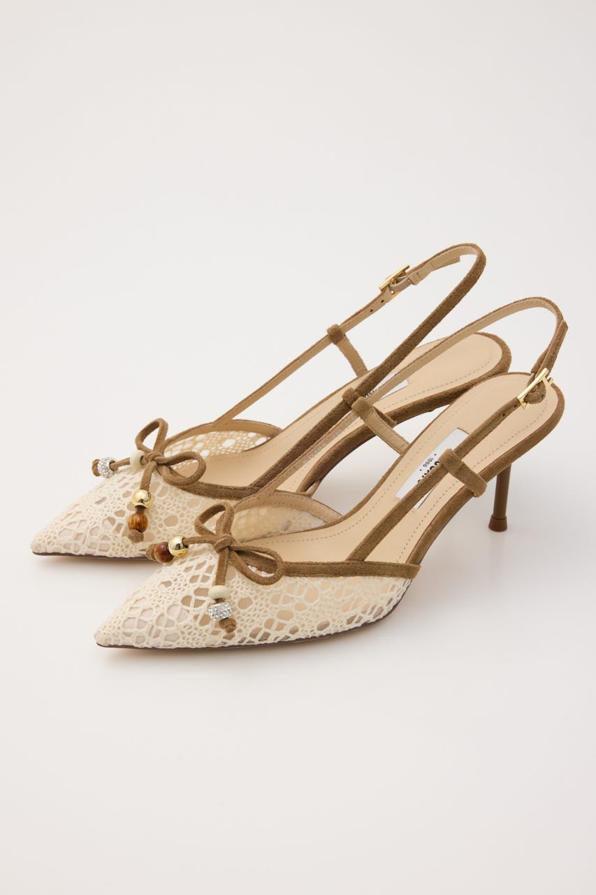 クロシェエバックオープンパンプス WHT 23.0cm