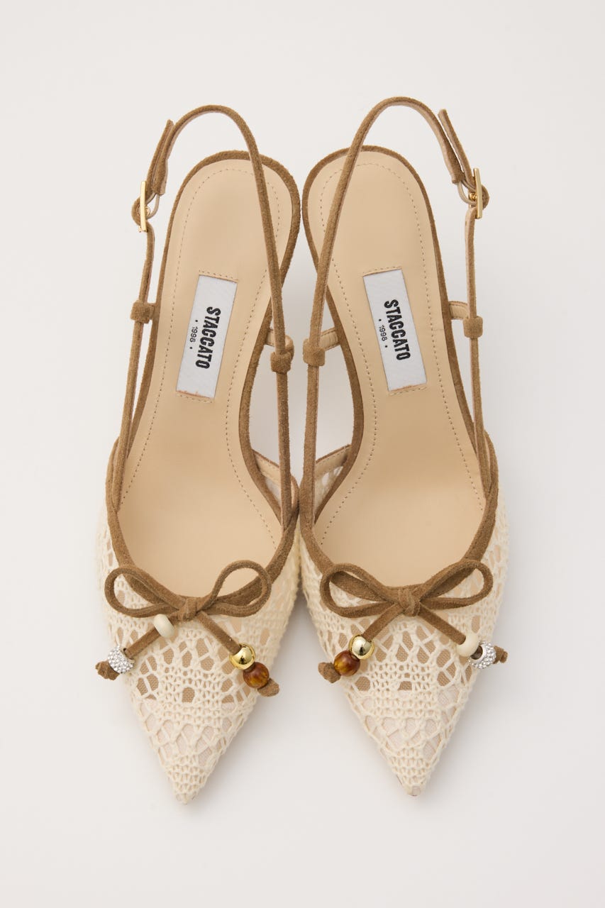 クロシェエバックオープンパンプス WHT 23.0cm