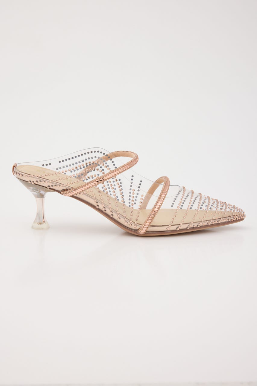 ダイヤウェービーヌーディーミュールパンプス P.GLD 23.5cm