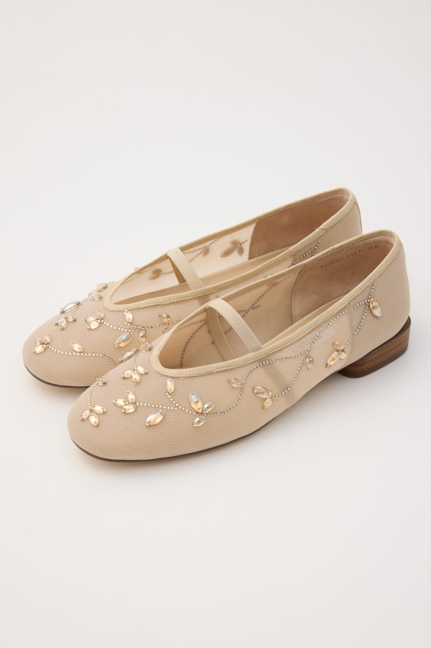 エンブロイドメッシュフラット ECRU 24.0cm