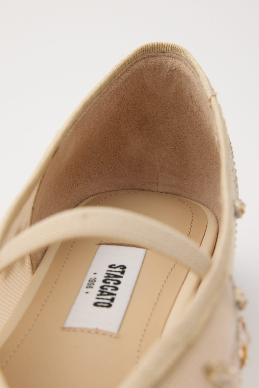 エンブロイドメッシュフラット ECRU 24.0cm