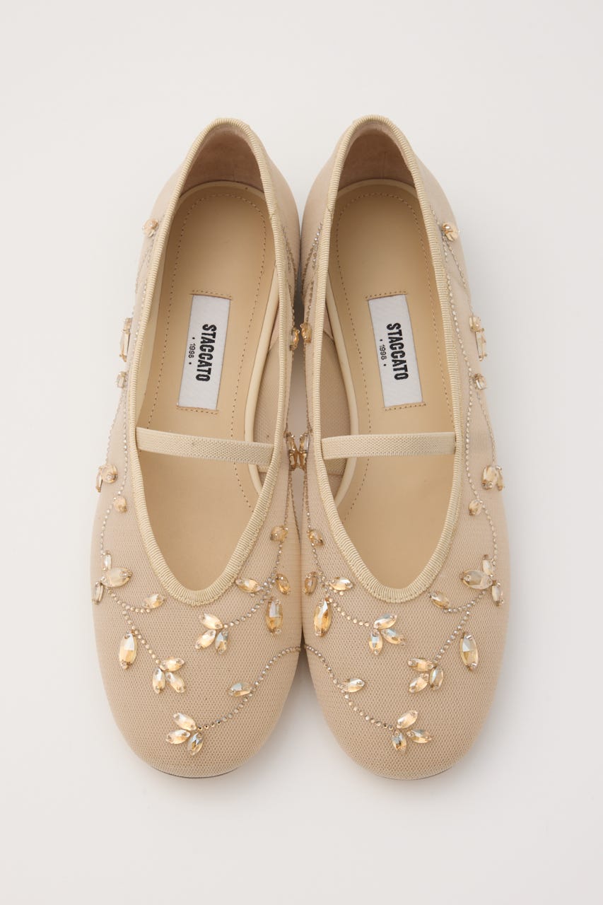 エンブロイドメッシュフラット ECRU 24.0cm