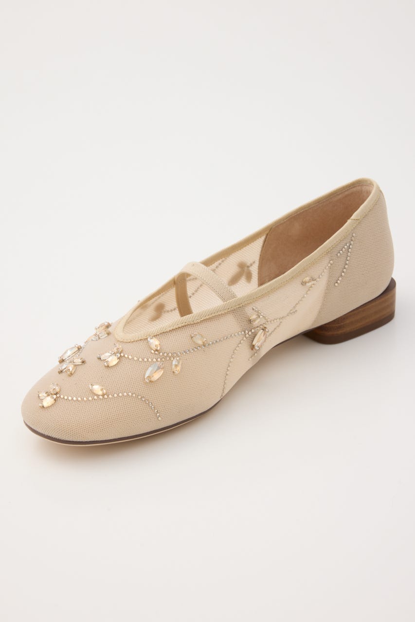 エンブロイドメッシュフラット ECRU 24.0cm