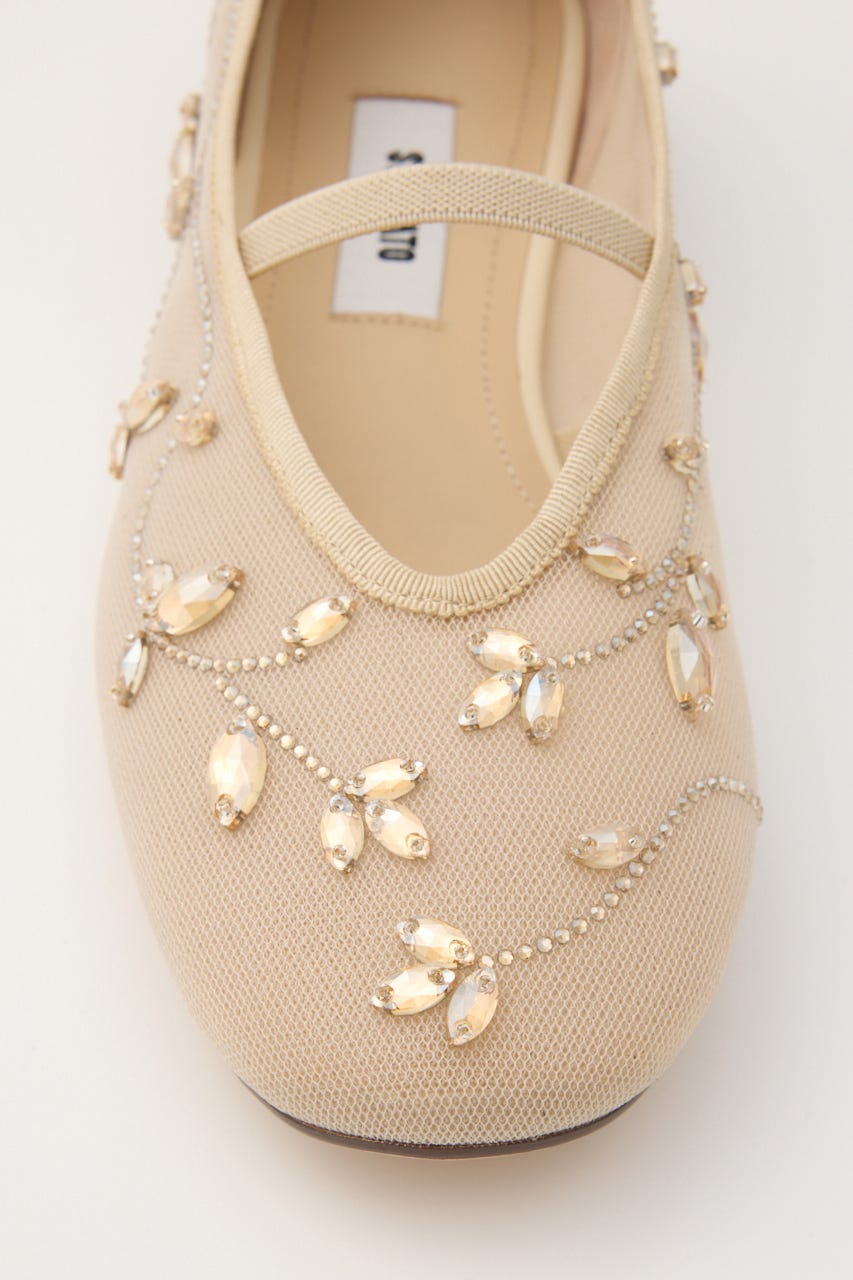 エンブロイドメッシュフラット ECRU 24.0cm