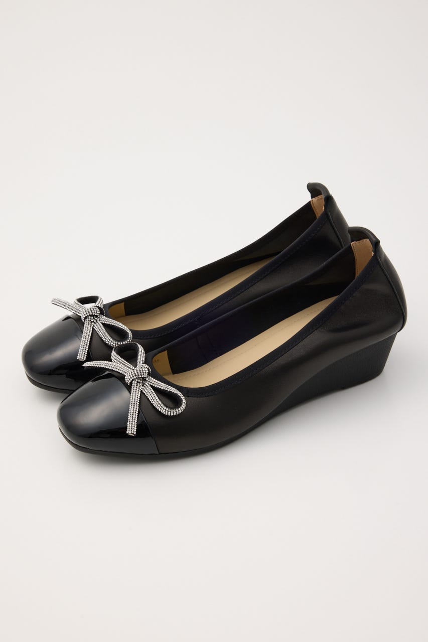 エリーゼウェッジソールパンプス BLK 22.5cm