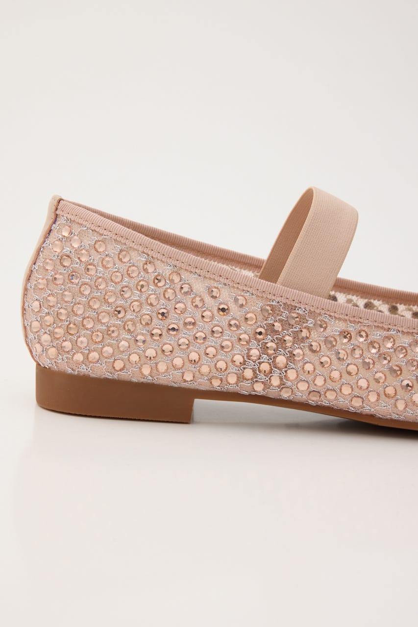 クリスタルメッシュリボンフラット S.Pink 23.5cm