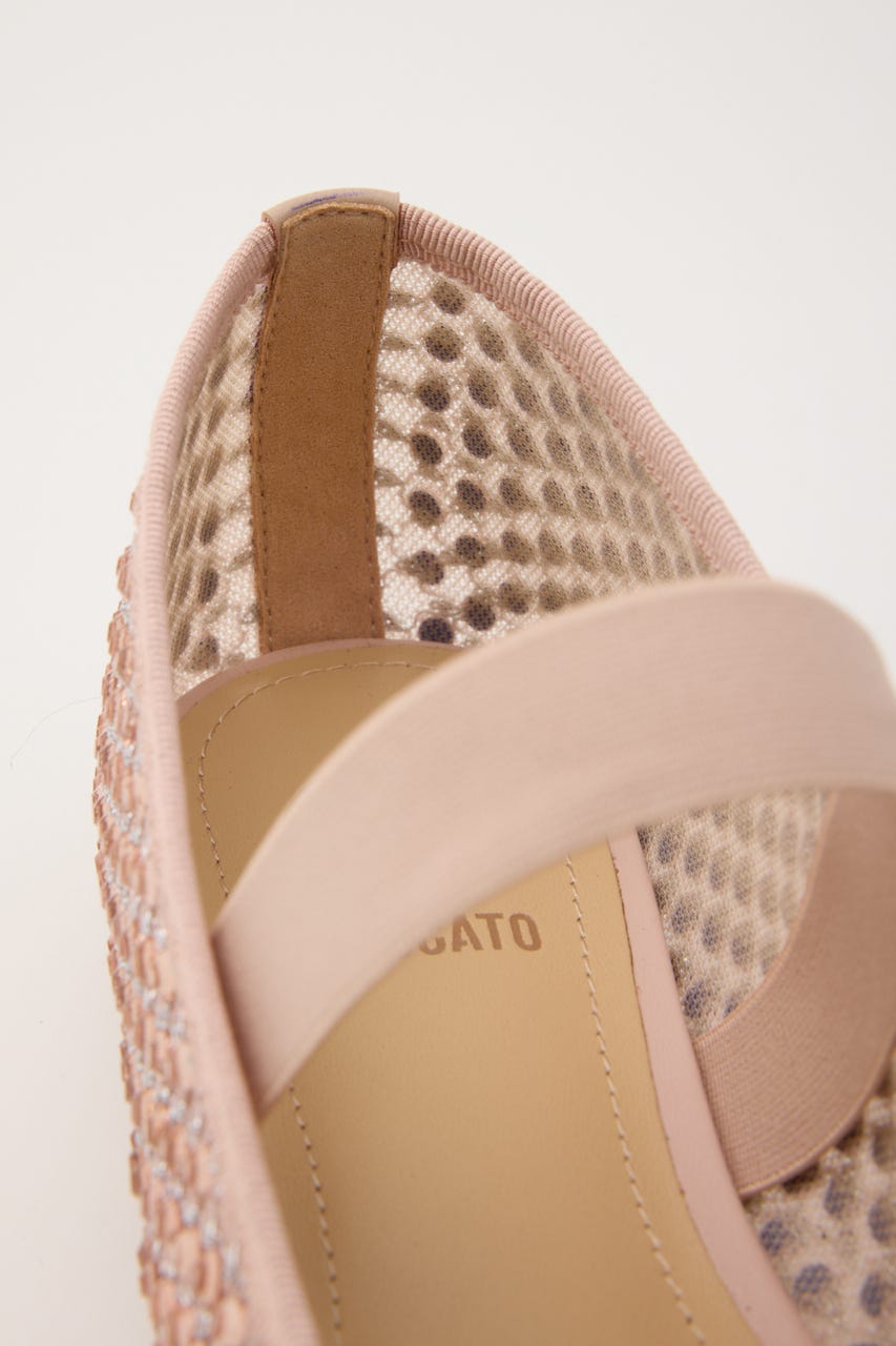 クリスタルメッシュリボンフラット S.Pink 23.5cm