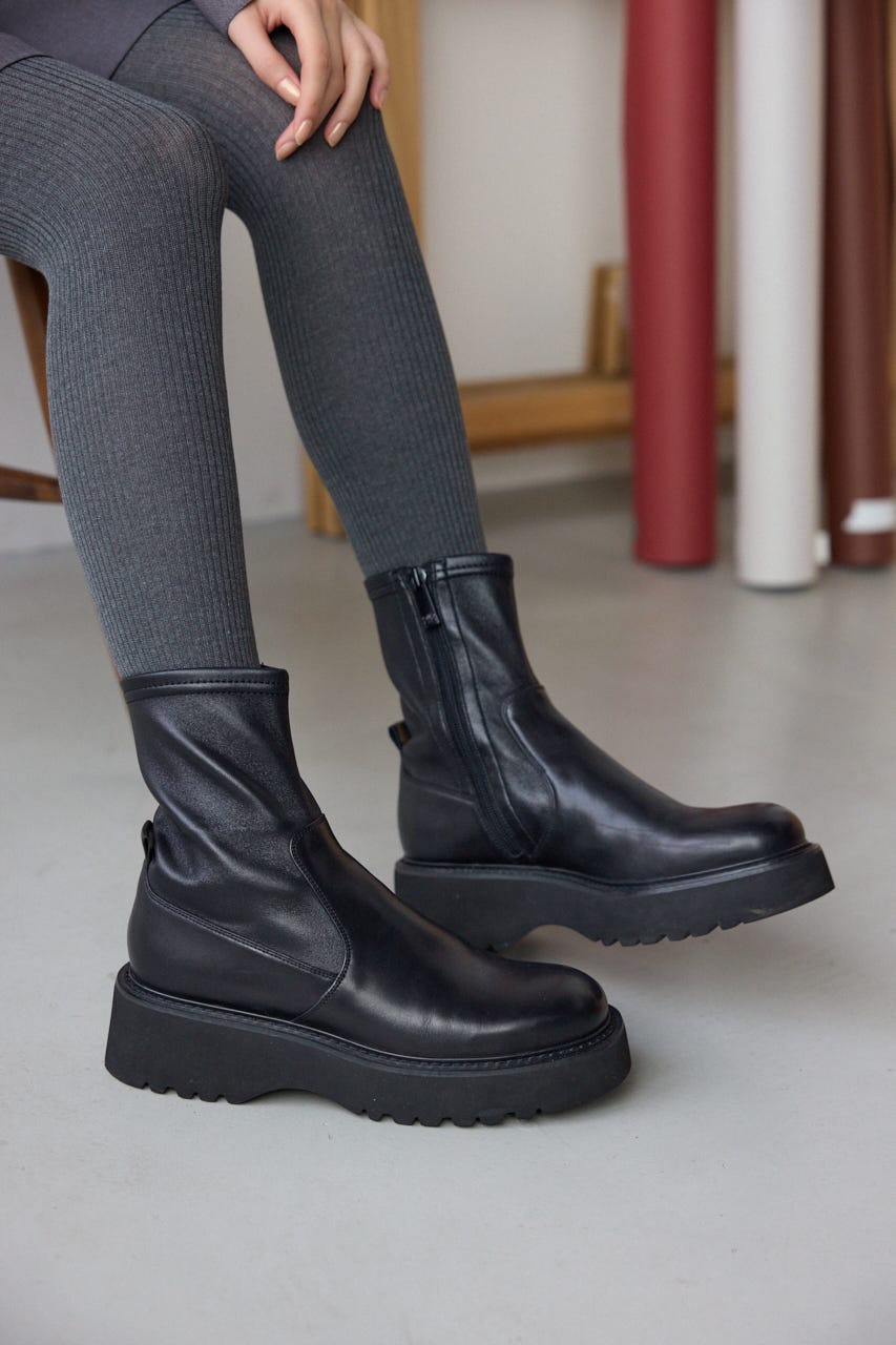 ジュードストレッチミディブーツ BLK 22.5cm