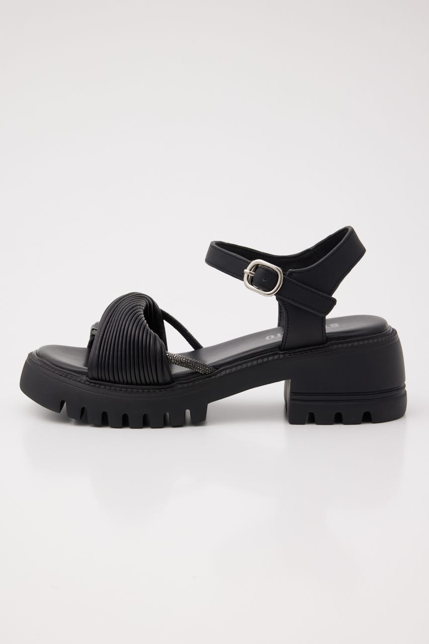 クレープツイストタンクソールサンダル BLK 23.5cm