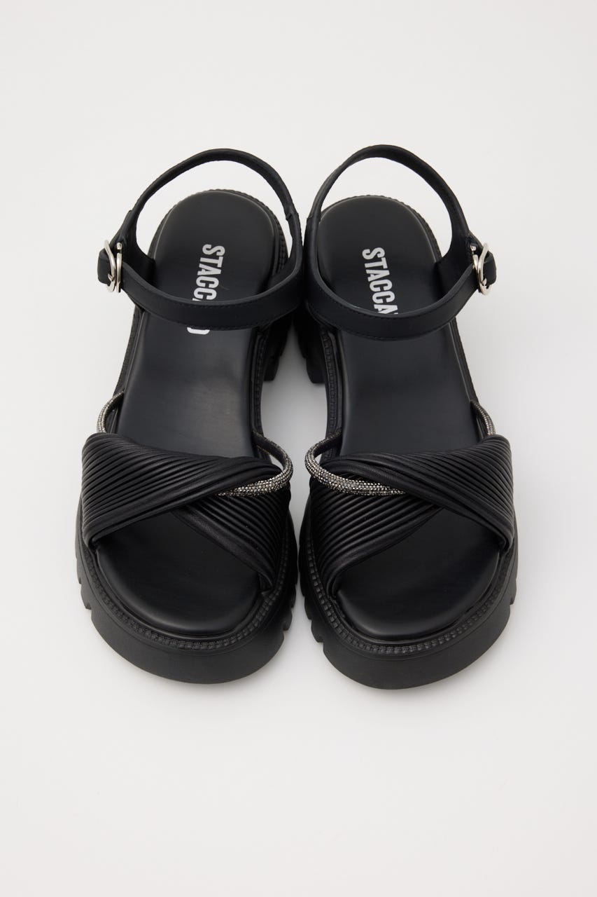 クレープツイストタンクソールサンダル BLK 23.5cm