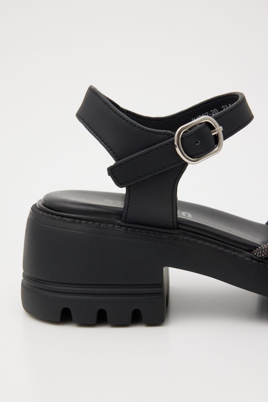 クレープツイストタンクソールサンダル BLK 23.5cm