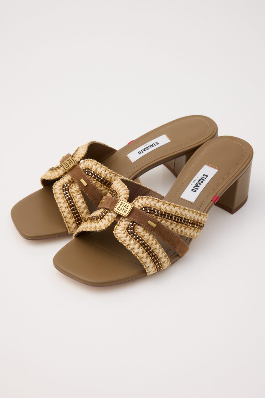 アーシャミュールサンダル 柄BEG 24.0cm