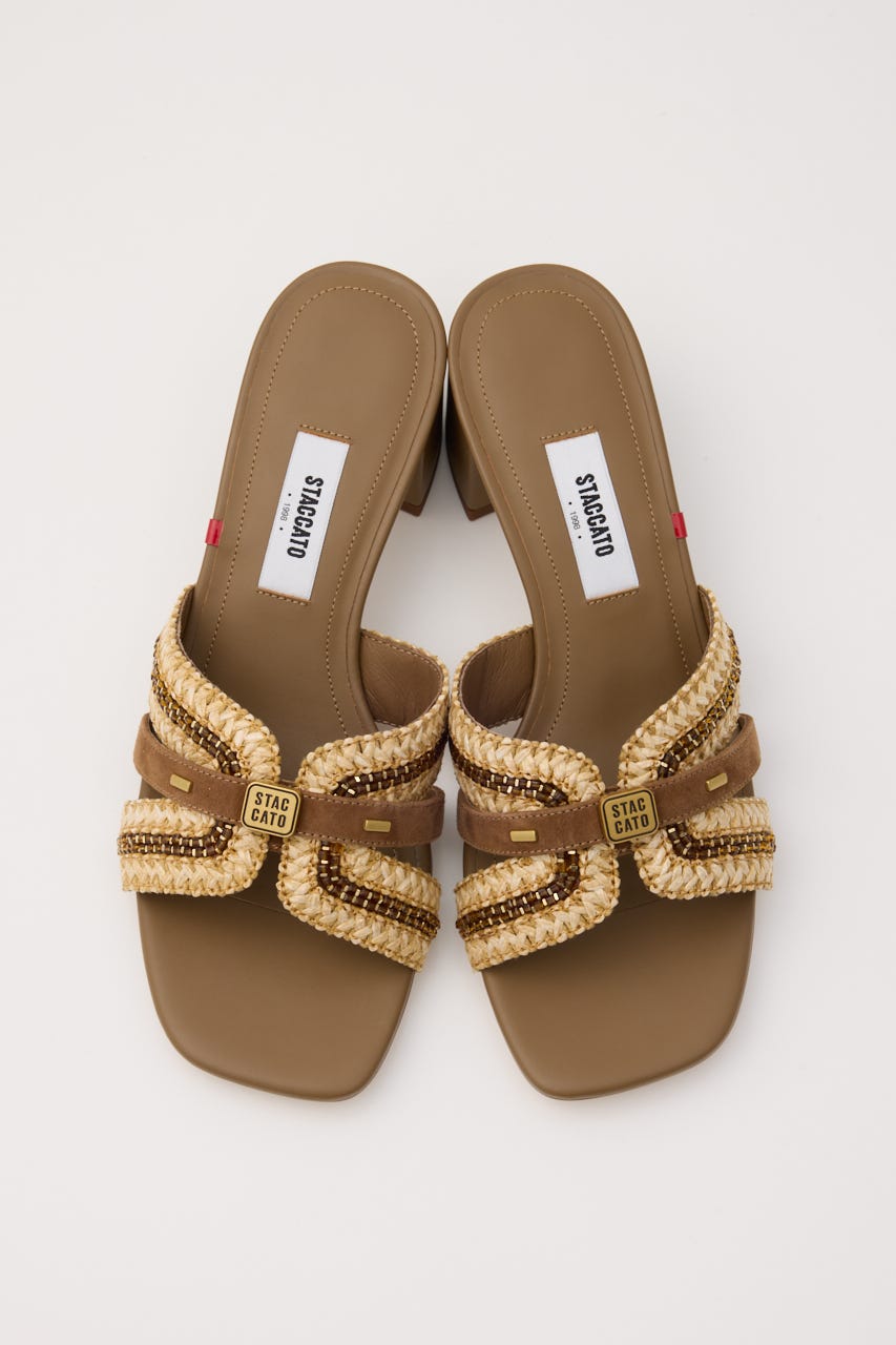 アーシャミュールサンダル 柄BEG 24.0cm