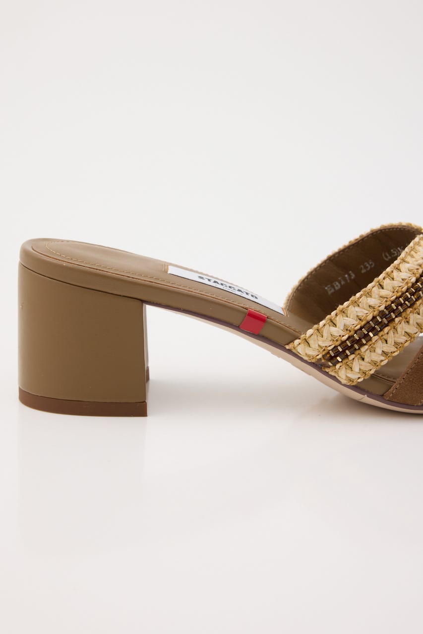 アーシャミュールサンダル 柄BEG 24.0cm