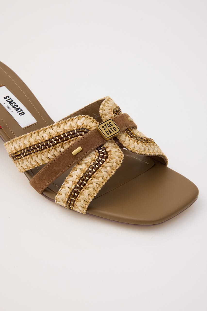 アーシャミュールサンダル 柄BEG 24.0cm